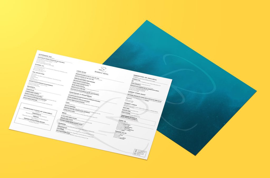 Biarritz menu design